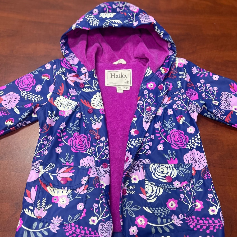 Hatley Floral Lined Raincoat Size 2